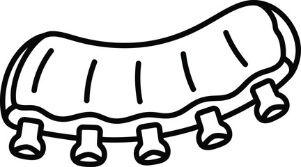 Simple line drawing of a caterpillar with legs