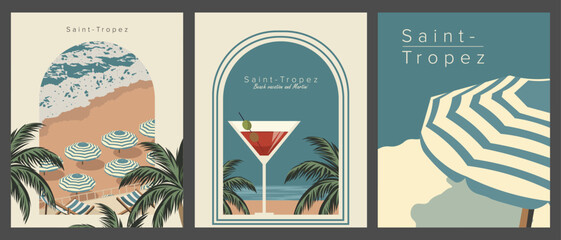 Saint-Tropez set of posters, banners, postcards, covers © Kristina Bilous