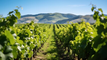Fototapeta premium Rows of grapevines in a vineyard