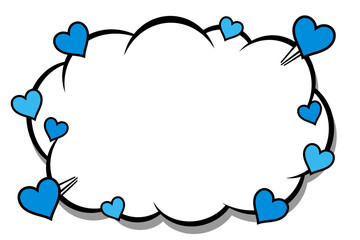 ハートが飛びだすアメコミ風の雲型ふきだし