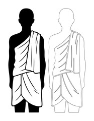 Monk in traditional robes, represented by silhouette and outline