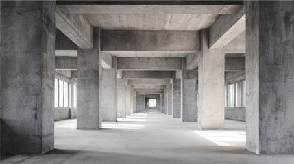Fototapeta premium Perspective of concrete columns in unfinished building