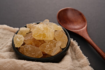 Yellow rock sugar made from sugarcane