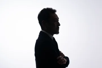 Fotobehang Onderzeeër 悩む男性　シルエット  © naka