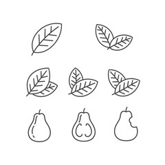 Pears and leaves simple line drawings.