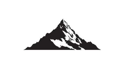A monochrome illustration showcasing a majestic mountain range