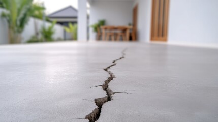 Detailed Close-Up of Concrete Surface Cracks Highlighting Structural Issues in Outdoor Space