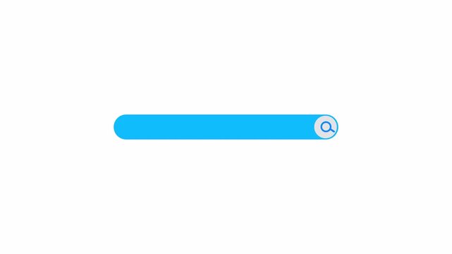Animated search bar animation on transparent background, modern internet browsing UI search bar button, magnifying glass icon animation with alpha channel.
