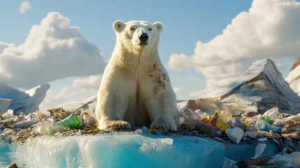 Polar bear, plastic, ice