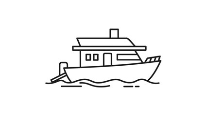 Naklejka premium Houseboat on the water surface.