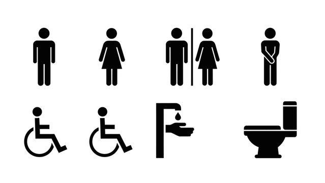 Restroom and toilet accessibility signs.