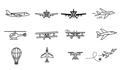 Various types of airplanes and jets. © ahmad