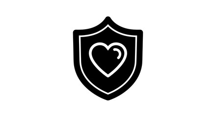 Shield with Heart Icon Vector Illustration, Symbol of Health Protection, Security, and Love, Isolated on White Background for Medical and Insurance Concepts