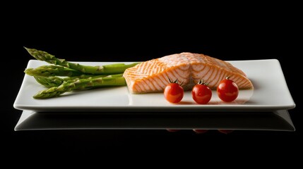 Grilled Salmon with Asparagus and Cherry Tomatoes