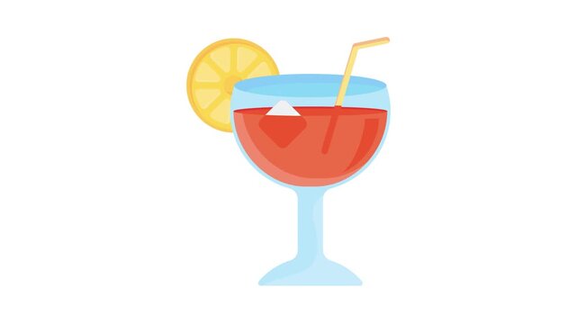 Vector image of a cocktail with a lemon slice, priced at 1 credit, USD $1.