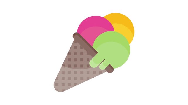 Colorful ice cream cone clipart, available for free download, featuring three scoops in vibrant colors.