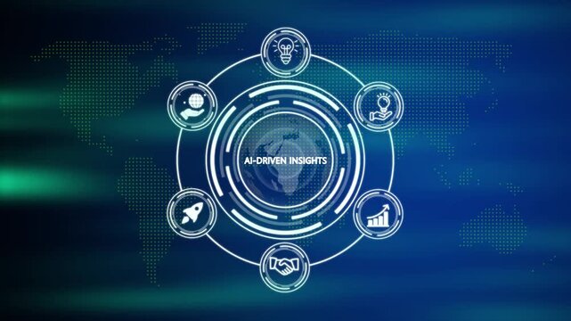 ai-driven insights concept with a blue futuristic background. Business, Technology, Internet and network concept. investment financial growth concept. Internet and network concept.