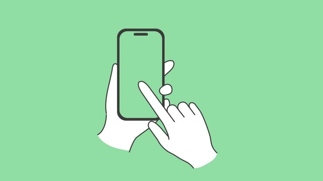 スマホを持ってダブルタップする操作 イラスト動画 背景・画面透過 アルファチャンネル