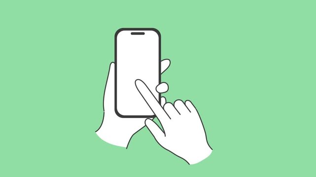 スマホを持ってタップする操作イラスト動画 背景透過 アルファチャンネル