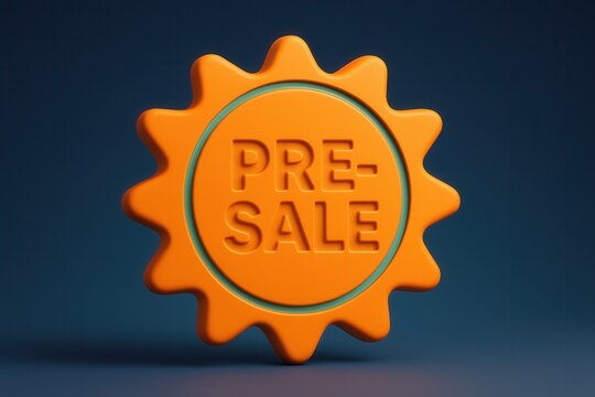 PRE-SALE discount offer badge in vibrant orange color, modern style, effective retail promotion design.