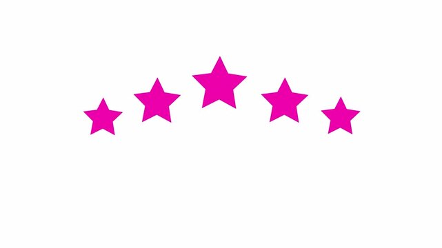 Five star rating icon animation with transparent background, customer satisfaction review survey and give feedback rating stars icon animation in 4k.