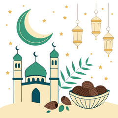 Fototapeta premium Celebrating the spirit of ramadan isolated on white background, Vector, illustration