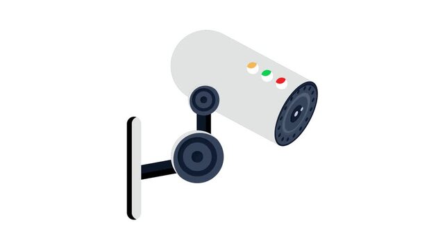Security camera mounted against a plain white background, emphasizing its design and functionality.