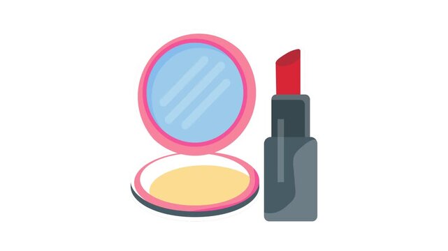 Vector illustration of a lipstick and compact mirror, showcasing beauty accessories in a stylish design.