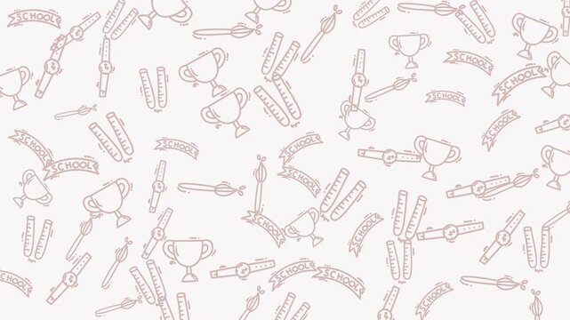 Versatile design featuring trophies, banners, and awards in a seamless pattern on a white background. Ideal for certificates, presentations, recognition programs.