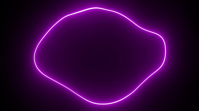 Abstract purple glowing neon organic shape animation, liquid blob frame loop on black