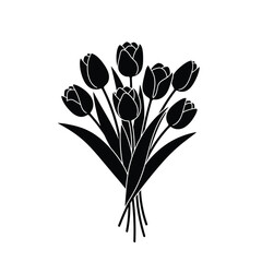 Bouquet of Tulips Silhouette on White Background flowers