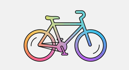 Fototapeta premium Vibrant gradient bicycle icon representing eco-friendly transport and joyful outdoor activity