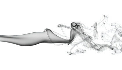 Gray smoky wisps curl and dance across a stark black backdrop. Abstract, ethereal design