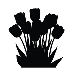 Bouquet of Tulips Silhouette illustration