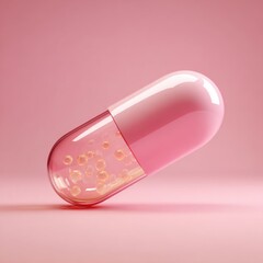 Transparent capsule with liquid inside and bubbles