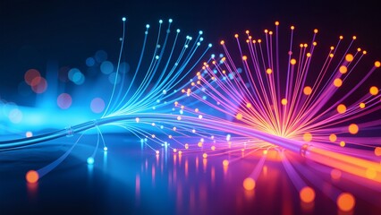 Obraz premium Colorful fiber optic light strands