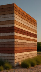 red brick wall and blue sky