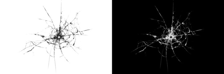 Abstract shattered glass design with sharp splinters and fracture lines. Concept of danger, sabotage and sudden damage. © Ihor Nemynushchyi