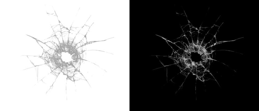 Broken Crystal Glass Effect Isolated PNG. Glass break explosion with dynamic debris particles and transparent fragments. Glass Shatter VFX Overlay Element.