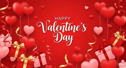 Colorful celebration of love and affection on valentine's day with hearts and gifts.