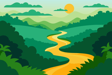 Fototapeta premium Amazon Jungle River Vector