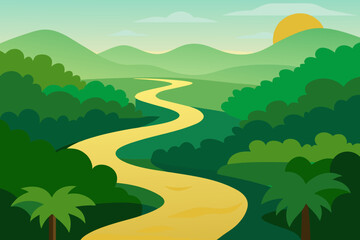 Obraz premium Amazon Jungle River Vector