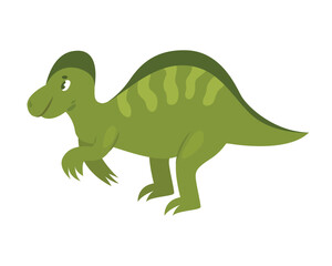 Fototapeta premium Cute green dinosaur. Prehistoric animal, jungle reptiles group, jurassic world evolution cartoon vector illustration