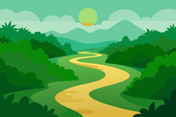 Fototapeta premium Amazon Jungle River Vector