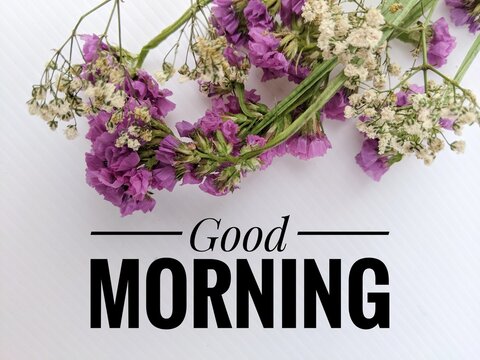  Inspirational and motivational quotes concept with flower background. Good morning wish with beautiful flowers background 