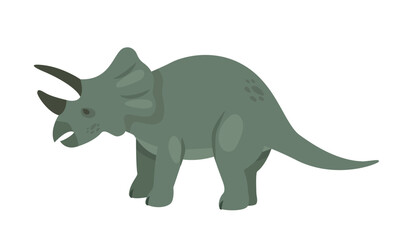 Obraz premium Triceratops dinosaur animal. Prehistoric animal, jungle reptiles group, jurassic world evolution cartoon vector illustration