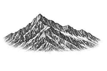 Mountain range peaks hand drawn sketch. Engraving style graphic for adventurous nature and outdoor journey concept