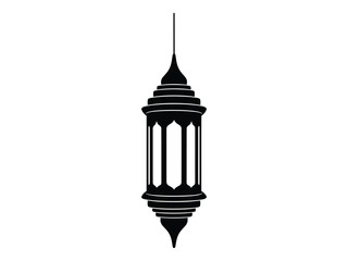 Obraz premium Black Islamic lantern icon, Ramadan Kareem decoration, isolated on white background, vector illustration