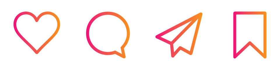 Like comment share and save social media icons in black silhouette and outline style.