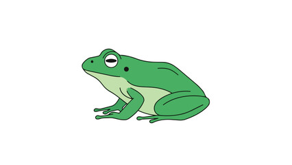 Fototapeta premium Charming emerald amphibian illustration on white background minimal cartoon style drawing a delightful creature design.